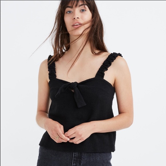3/ FOR $20 DEAL Madewell Black Tie Front Tank LG - Picture 2 of 9